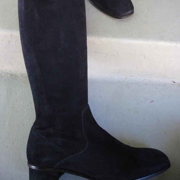 Aquatalia Luciana Women's Stretch Suede‎ Tall Boots Sz. 9 Nvy Blue - Picture 7 of 11